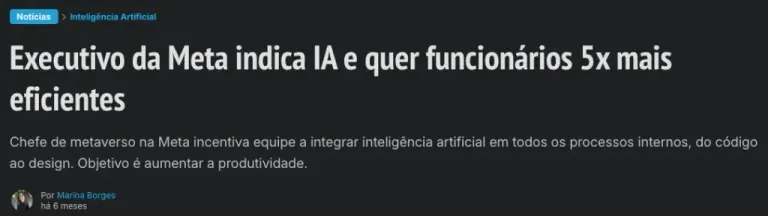 Tecnoblog: executivo da Meta quer funcionários 5x mais eficientes com IA